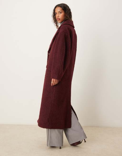 Abrigo burdeos cómodo de bouclé de ASOS DESIGN, 4 de 4
