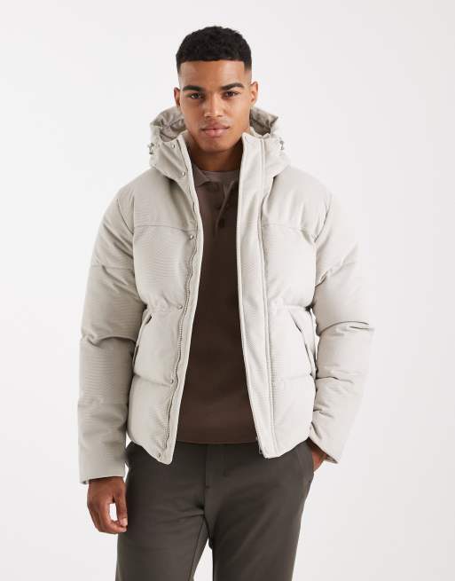 Abrigo color crema multicolor acolchado con capucha de ONLY & SONS