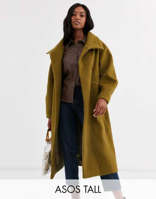Abrigo con cuello extragrande y detalle en las mangas de ASOS DESIGN Tall