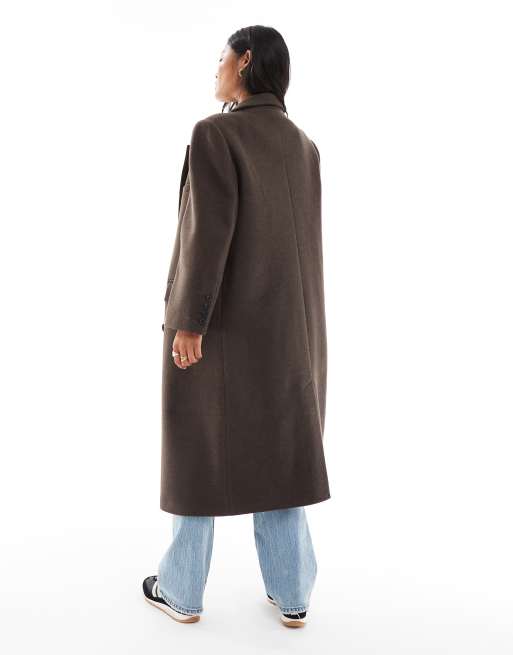 Abrigo dad marrón chocolate melange extragrande de ASOS DESIGN Petite, 4 de 4