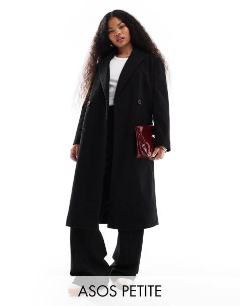 Abrigo dad negro con hombreras de ASOS DESIGN Petite - view 1