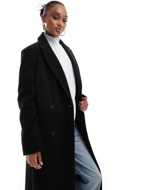 Abrigo dad negro con hombreras de ASOS DESIGN Tall - view 1