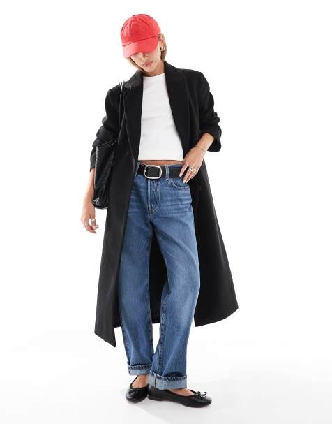 Abrigo dad negro con hombros marcados de ASOS DESIGN - view 1
