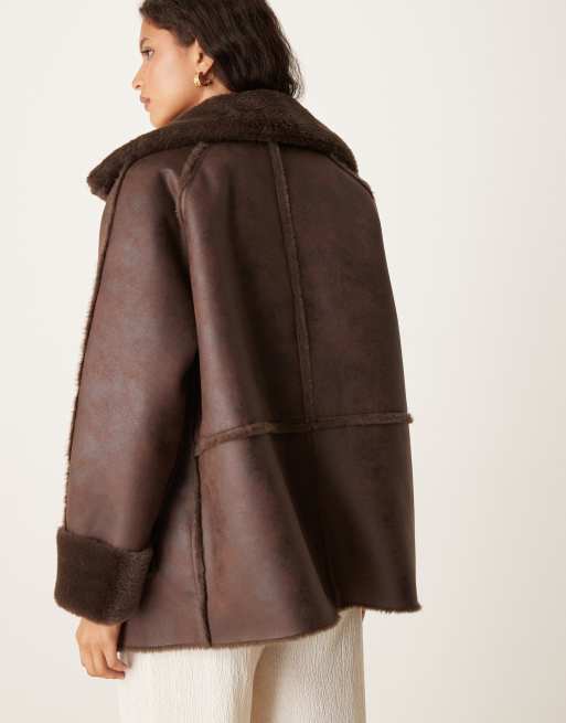 Abrigo de aviador marrón chocolate de Pretty Lavish, 3 de 4