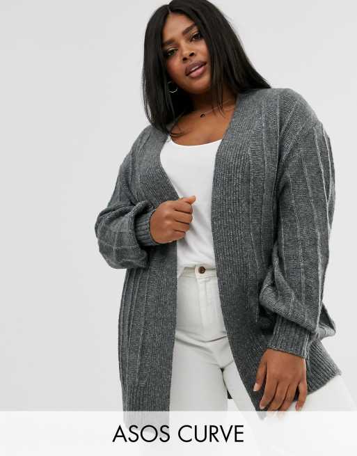 Abrigo de estilo cárdigan en hilo esponjoso de ASOS DESIGN Curve