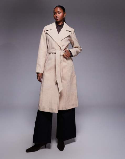 Abrigo de vestir color avena cálido cruzado de Forever New - view 1