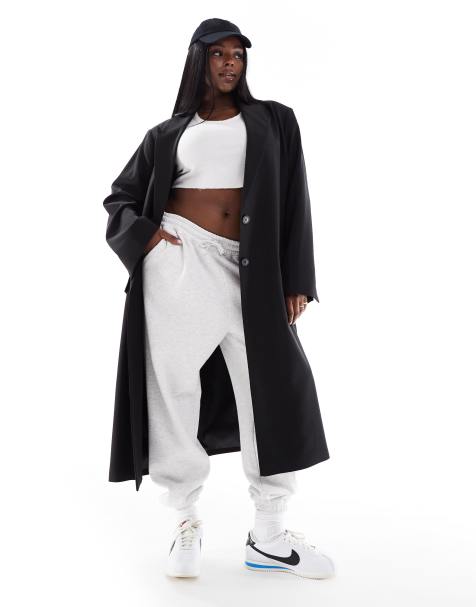 Abrigo de vestir dad negro con botonadura simple de ASOS DESIGN Curve - view 1