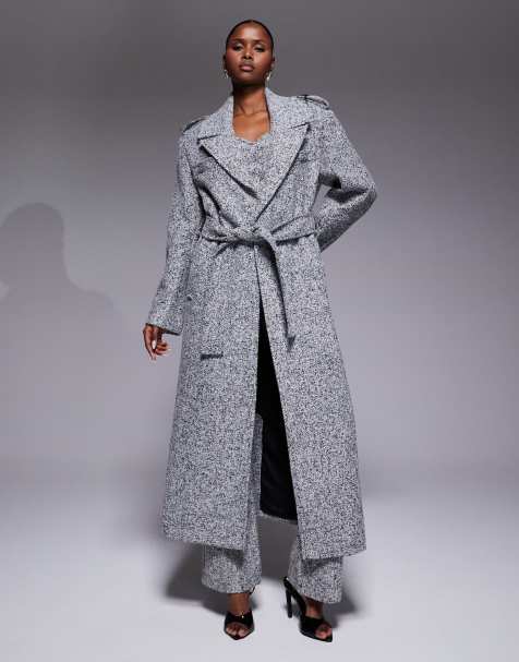 Abrigo de vestir gris con cinturón de tweed Savannah de JLUXLABEL (parte de un conjunto) - view 1