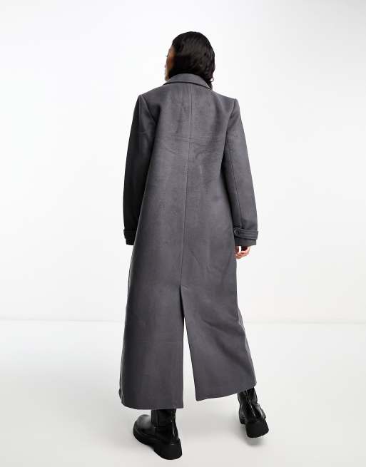 Abrigo de vestir largo gris de mezcla de lana de Pimkie ASOS