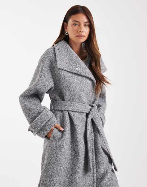 Abrigo de vestir largo gris de tejido suave de ASOS DESIGN - view 1