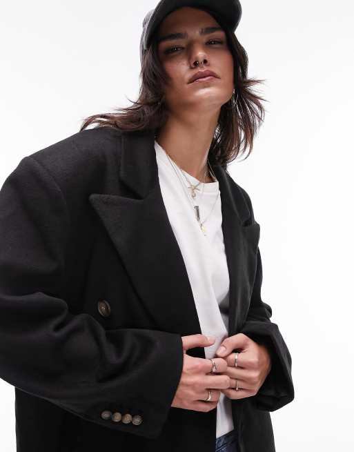 Abrigo de vestir largo negro extragrande de Topshop, 3 de 4