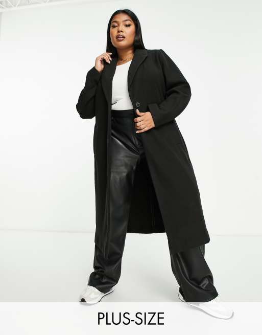 Abrigo de vestir negro con botonadura simple de Simply Be