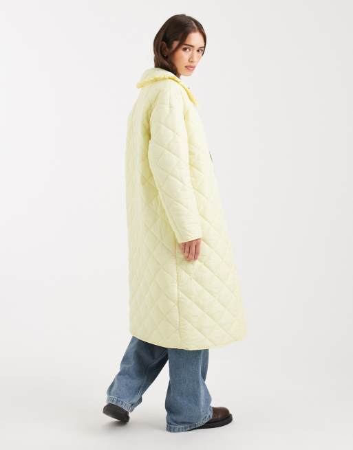 Abrigo largo amarillo crema guateado de Miss Selfridge, 3 de 4