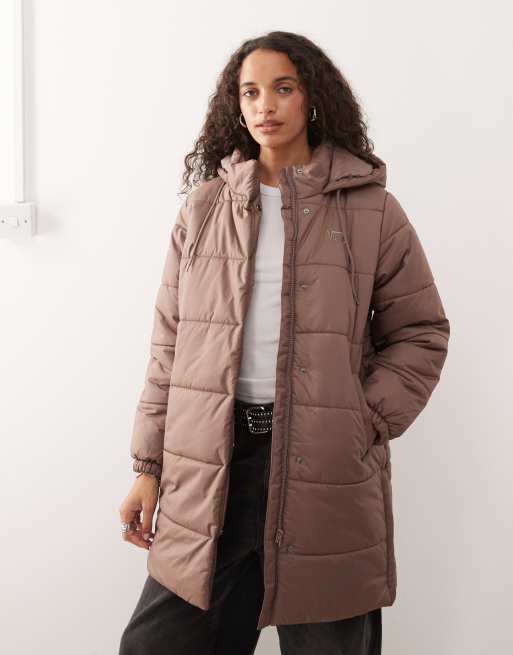 Abrigo largo marrón topo oscuro acolchado MTE Hillgate de Vans ASOS