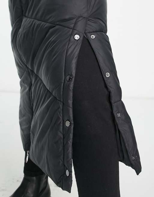 Abrigo largo negro acolchado con capucha de Vero Moda, 3 de 4