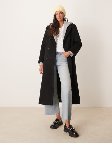 Abrigo largo negro con doble botonadura de Abercrombie & Fitch - view 1