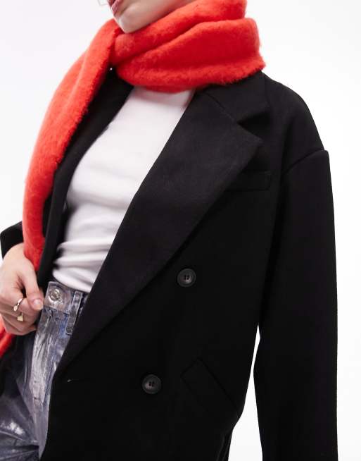 Abrigo largo negro con doble botonadura de Topshop, 3 de 4
