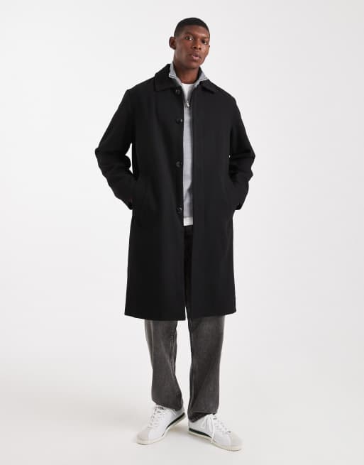 Abrigo largo negro de efecto lana de Jack & Jones, 2 de 5