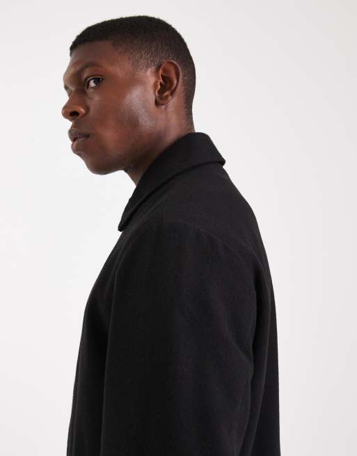 Abrigo largo negro de efecto lana de Jack & Jones, 4 de 5