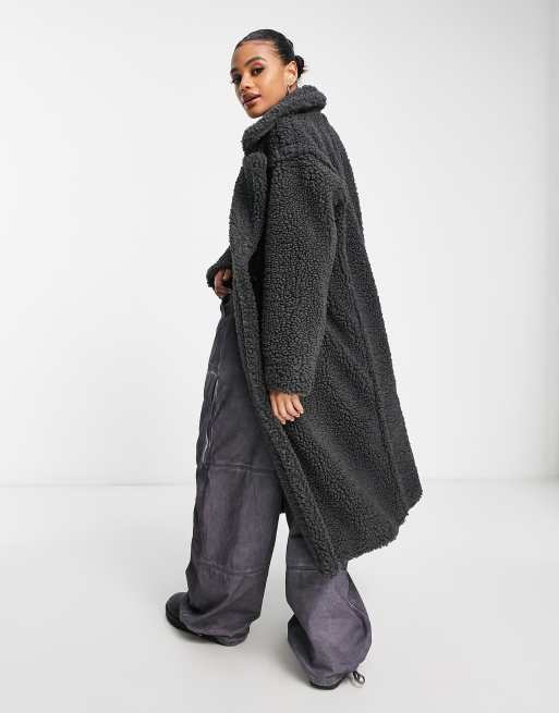Abrigo largo negro de tejido efecto peluche Gertrude de UGG ASOS