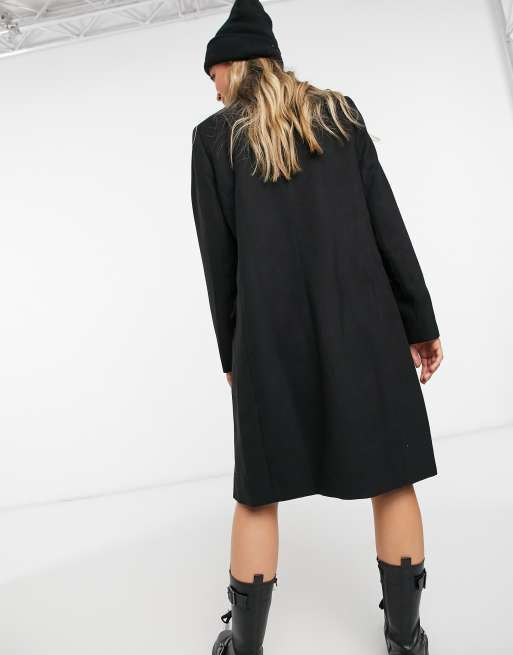 Abrigo midi negro cruzado de ASOS DESIGN, 2 de 4