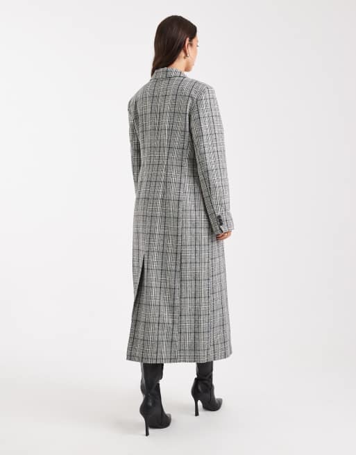 Abrigo monocromático a cuadros con cintura entallada de ASOS DESIGN, 3 de 4