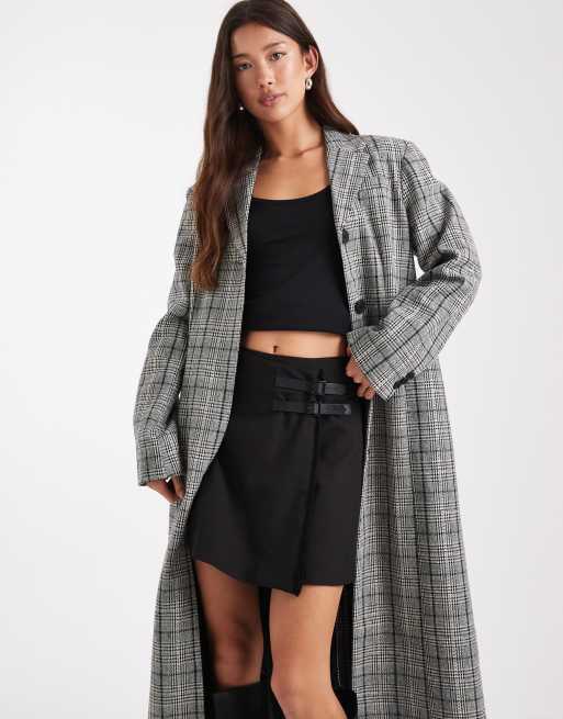 Abrigo monocromático a cuadros con cintura entallada de ASOS DESIGN, 4 de 4
