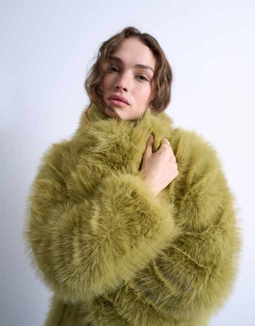 Abrigo muy largo verde de piel sintética de Topshop, 2 de 4