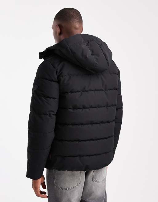 Abrigo negro acolchado impermeable con capucha de ONLY & SONS, 3 de 5