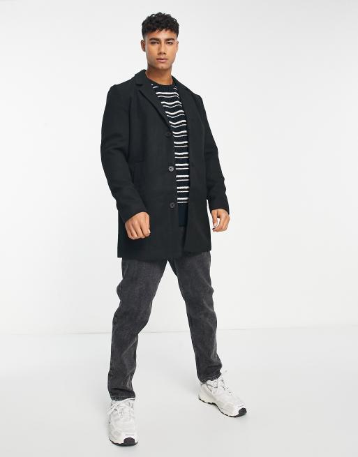 Abrigo negro de lana sintética de Jack & Jones Originals , 3 de 4