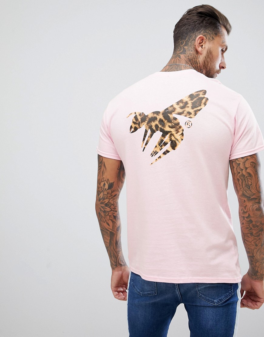 Abuze London - T-shirt con stampa di vespa leopardata sul retro-Rosa