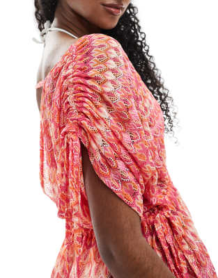 Accessorize Accesorize Crochet Mini Beach Dress In Pink