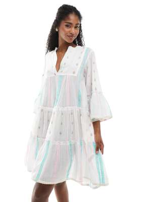 Accesorize tiered smock dress in multi