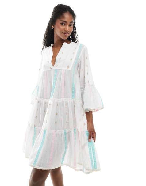 Accesorize tiered smock dress in multi - view 1