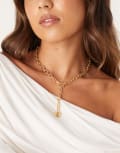 [Accessorize] Accessorize 14ct gold plated t-bar heart necklace No Size GOLD