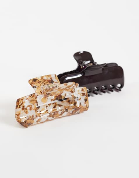 Accessorize 2 pack claw clips in tortoiseshell and deep plum - view 1