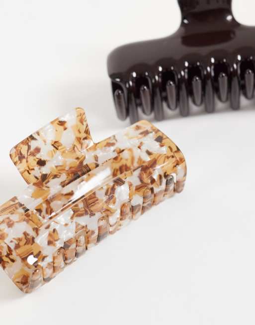 Accessorize 2 pack claw clips in tortoiseshell and deep plum, 2 of 3