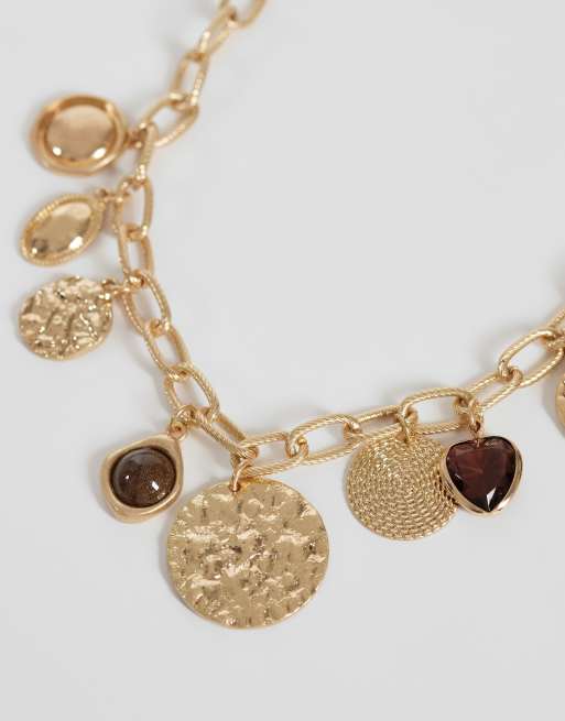 Accessorize 2 pack coin charm necklace in gold, 3 of 4