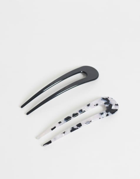 Accessorize 2 pack french pins in black and white - view 1