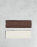 [Accessorize] Accessorize 2 pack of ribbed hair bands in neutral-Brown No Size Chocolate
