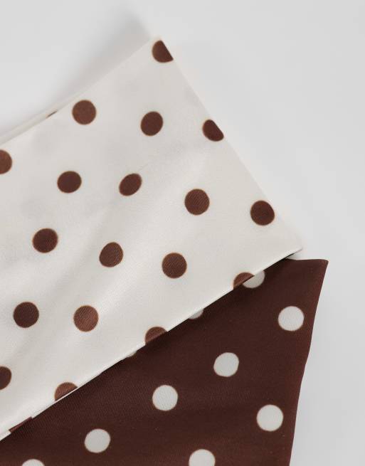 Accessorize 2 pack polka dot hair bands in cream & choc, 3 of 3