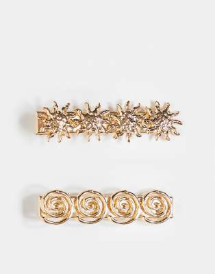 2 pack soleil hair clips in gold tone