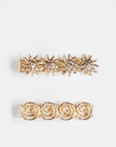 Accessorize 2 pack soleil hair clips in gold - view 1