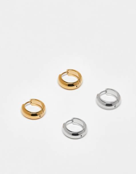 Accessorize 2 pack stainless steel hoop earrings in multi - view 1