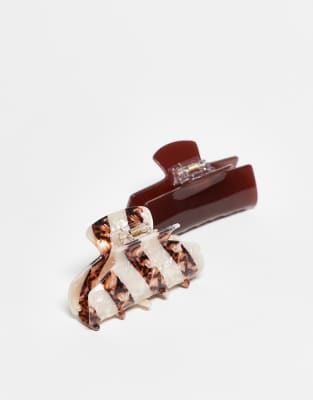Accessorize Accessorize 2 pack stripe hair claw in multi