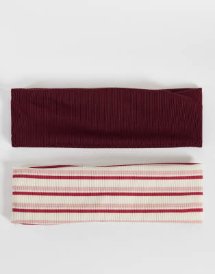 Accessorize 2 Pack Striped Headbands In Red
