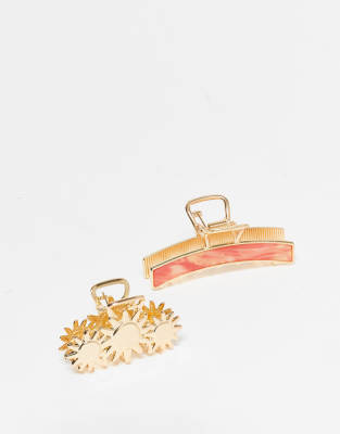 2 pack sundowner metal hair claws in gold