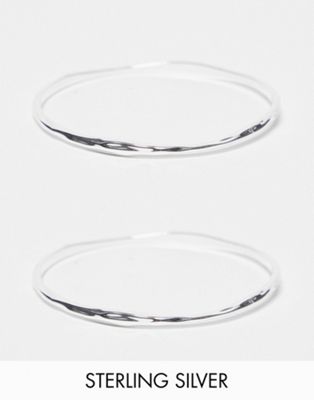 Accessorize 2 pack thin bangles in sterling silver