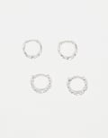 [Accessorize] Accessorize 2 pack twist hoop earrings in in plated stainless steel-Silver No Size SILVER