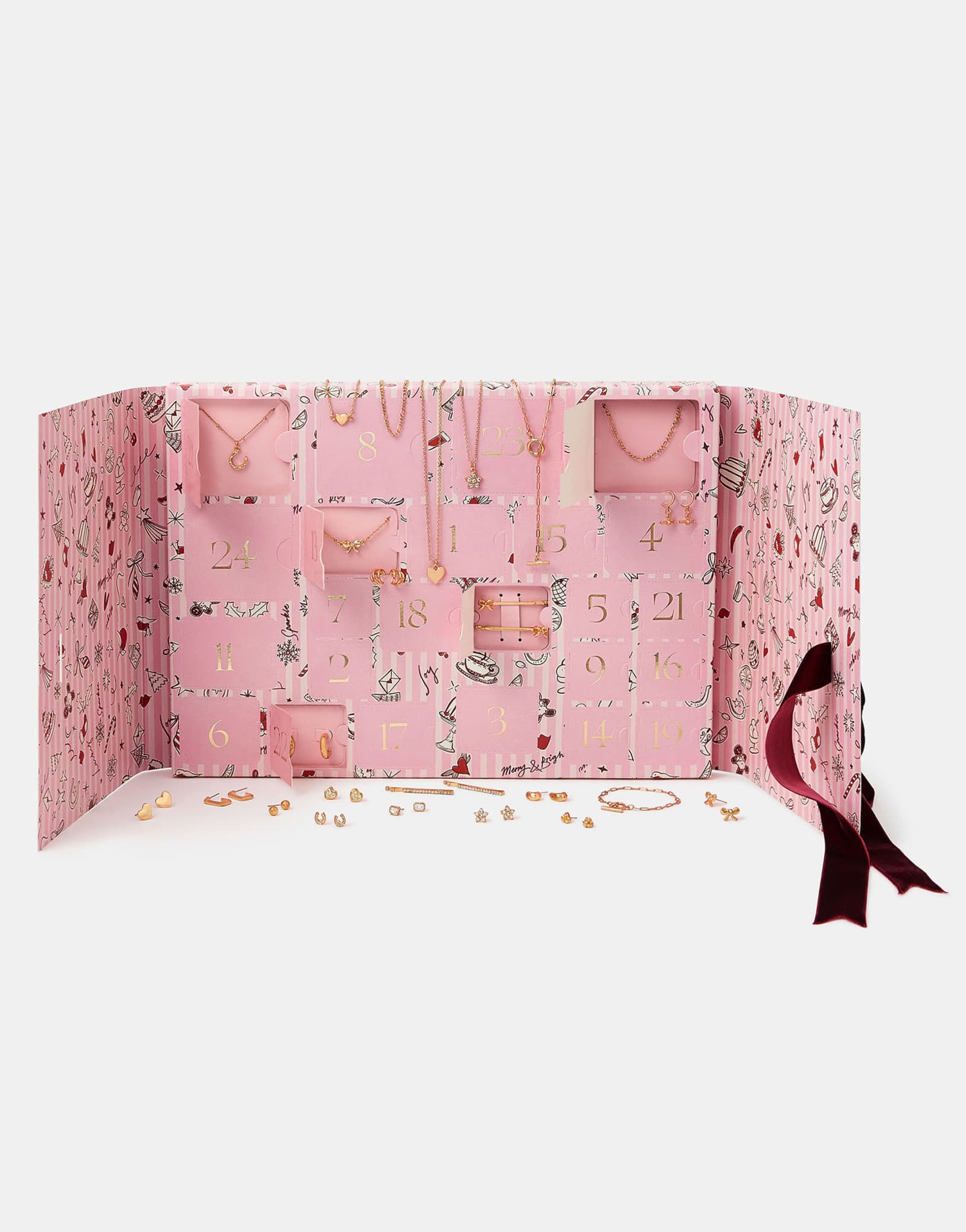 Дополните 24-дневный рождественский адвент-календарь ювелирными украшениями в золотых тонах